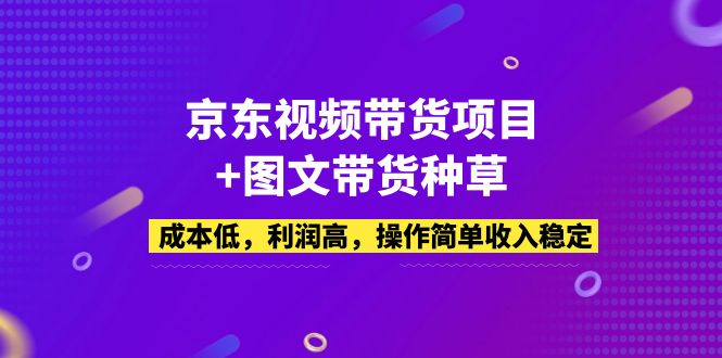 京东视频带货项目+图文带货种草，成本低，利润高，操作简单收入稳定-泡泡网赚