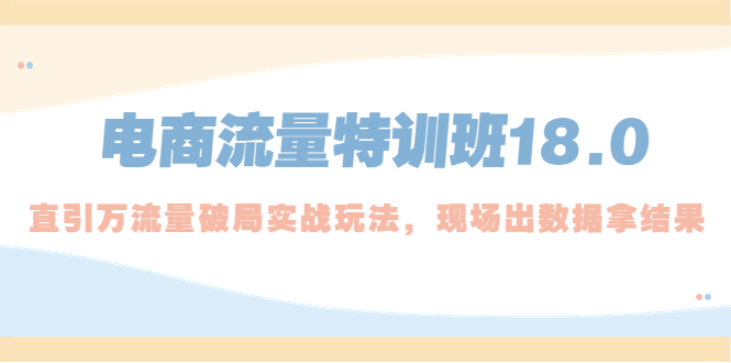 电商流量特训班18.0，直引万流量破局实操玩法，现场出数据拿结果-泡泡网赚