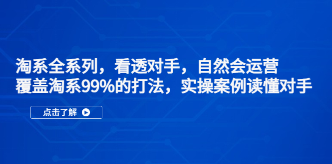 淘系全系列，看透对手，自然会运营，覆盖淘系99%·打法，实操案例读懂对手-泡泡网赚