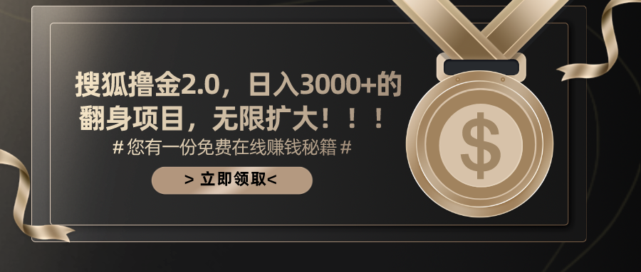 搜狐撸金2.0日入3000+，可无限扩大的翻身项目-泡泡网赚