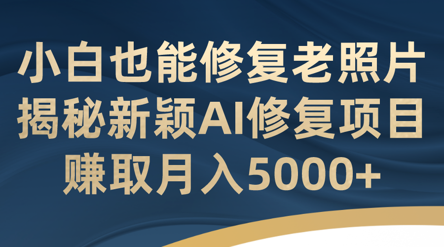 小白也能修复老照片！揭秘新颖AI修复项目，赚取月入5000+-泡泡网赚