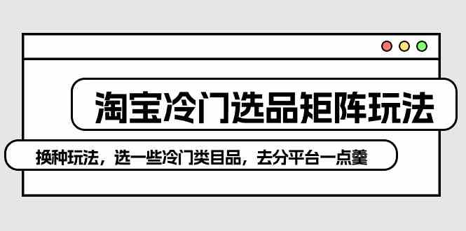 （10159期）淘宝冷门选品矩阵玩法：换种玩法，选一些冷门类目品，去分平台一点羹-泡泡网赚