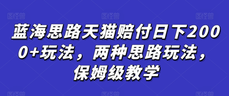 蓝海思路天猫赔付日下2000+玩法，两种思路玩法，保姆级教学【仅揭秘】-泡泡网赚