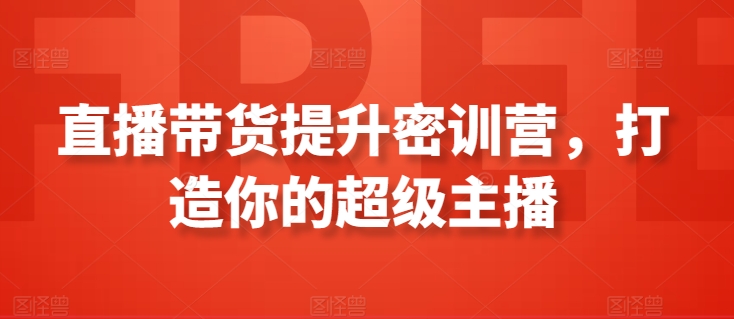 直播带货提升密训营，打造你的超级主播-泡泡网赚