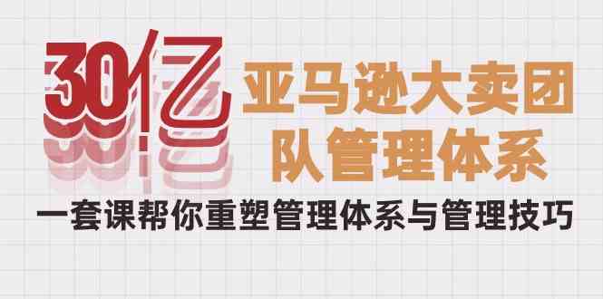 （10178期）30亿-亚马逊大卖团队管理体系，一套课帮你重塑管理体系与管理技巧-泡泡网赚