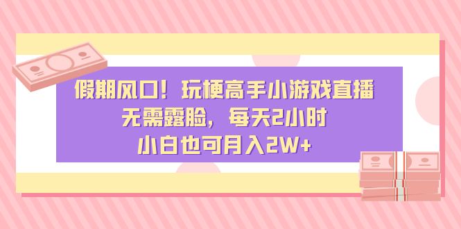 假期风口！玩梗高手小游戏直播，无需露脸，每天2小时，小白也可月入2W+-泡泡网赚