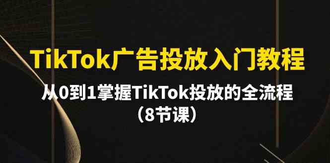 TikTok广告投放入门教程，从0到1掌握TikTok投放的全流程（8节课）-泡泡网赚