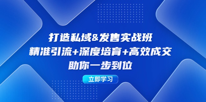 打造私域&发售实操班：精准引流+深度培育+高效成交，助你一步到位-泡泡网赚