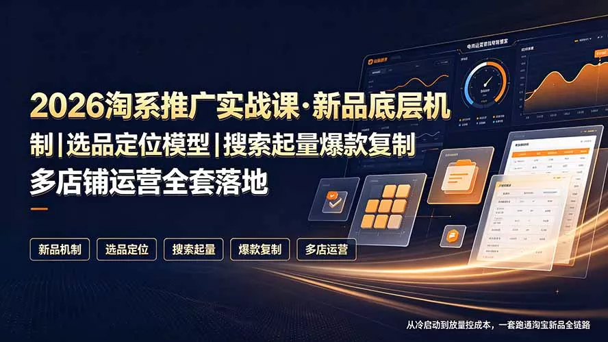 2026淘系推广实战课·新品底层机制｜选品定位模型｜搜索起量爆款复制多店铺运营全套落地教程-泡泡网赚