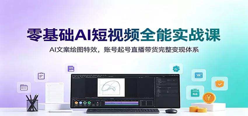 零基础AI短视频全能实战课：AI文案绘图特效，账号起号直播带货完整变现体系-泡泡网赚