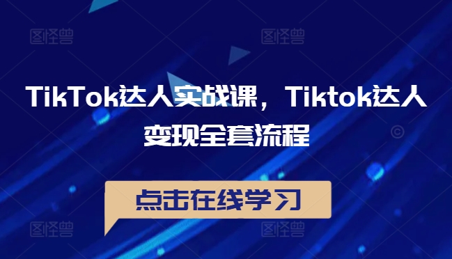 TikTok达人实战课，Tiktok达人变现全套流程-泡泡网赚