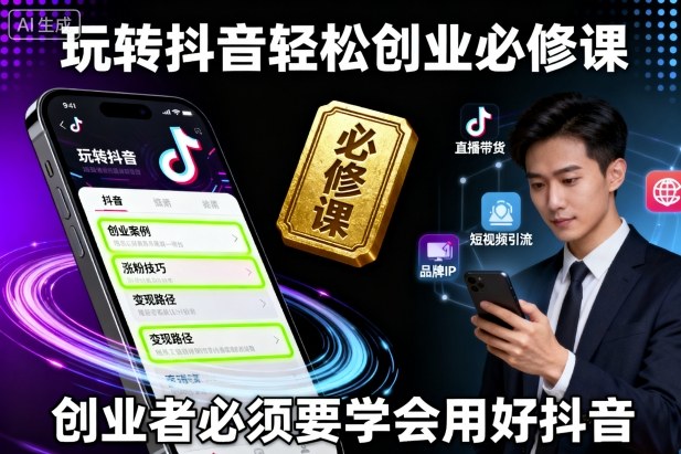 玩转抖音轻松创业必修课，创业者必须要学会用好抖音-泡泡网赚