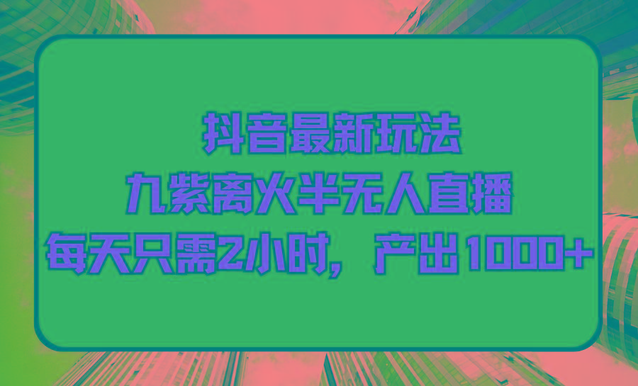 (9619期)抖音最新玩法，九紫离火半无人直播，每天只需2小时，产出1000+-泡泡网赚