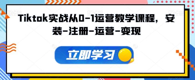 Tiktok实战从0-1运营教学课程，安装-注册-运营-变现-泡泡网赚