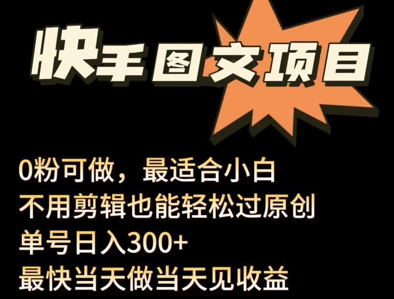24年最新快手图文带货项目，零粉可做，不用剪辑轻松过原创单号轻松日入300+【揭秘】-泡泡网赚