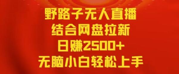 野路子无人直播结合网盘拉新，日赚2500+，小白无脑轻松上手【揭秘】-泡泡网赚