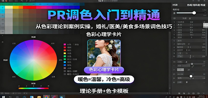 PR调色入门到精通：从色彩理论到案例实操，婚礼/医美/美食多场景调色技巧-泡泡网赚