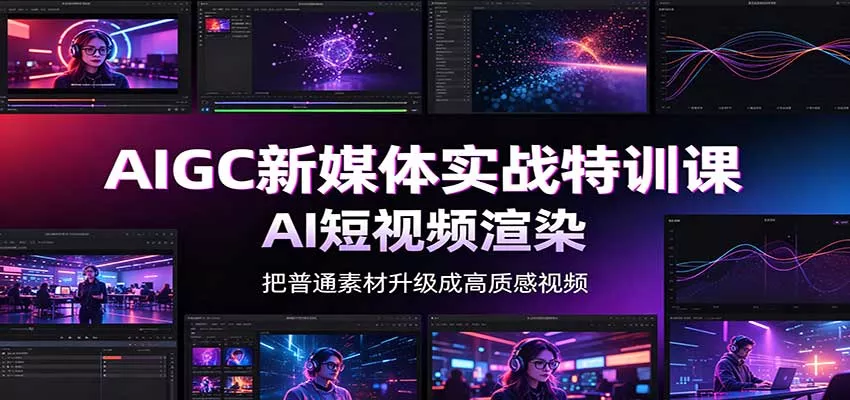 AIGC新媒体实战特训课：工具入门实操，AI短视频渲染，数字人商业视频制作-泡泡网赚