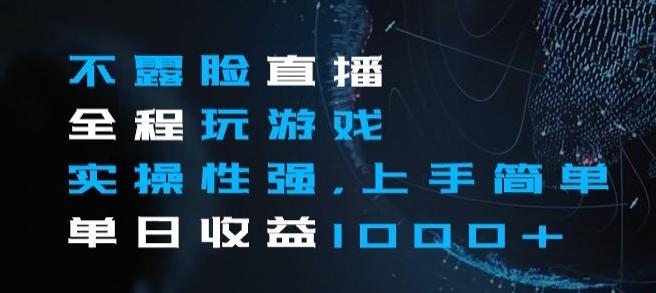 不露脸直播全程玩游戏，实操性强，上手简单，单日收益1000+【揭秘】-泡泡网赚