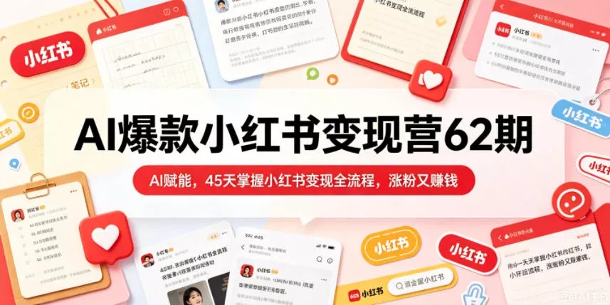 AI爆款小红书变现营62期2026年5月，AI赋能，45天掌握小红书变现全流程，涨粉又賺钱-泡泡网赚