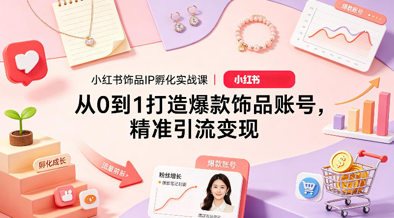 小红书饰品IP孵化实战课｜从0到1打造爆款饰品账号，精准引流变现-泡泡网赚