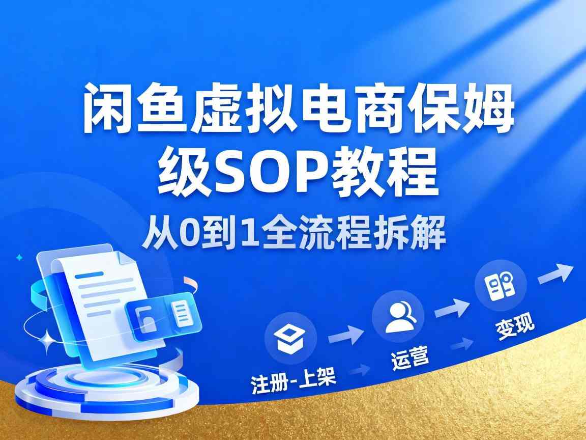 闲鱼虚拟电商，月入轻松过1W，保姆级SOP教程-泡泡网赚