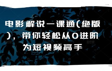 电影解说一课通(绝版)，带你轻松从0进阶为短视频高手-泡泡网赚