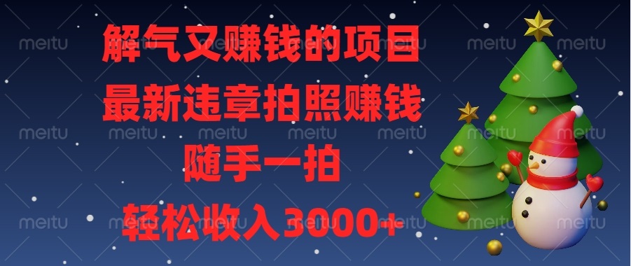 解气又赚钱的项目，最新违章拍照赚钱，随手一拍，轻松收入3000+-泡泡网赚