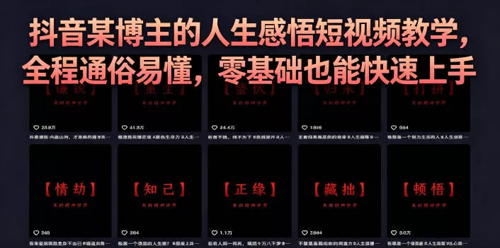 抖音某博主的灰太狼人生感悟短视频教学，全程通俗易懂，零基础也能快速上手-泡泡网赚