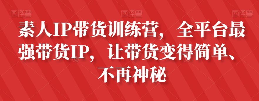 素人IP带货训练营，全平台最强带货IP，让带货变得简单、不再神秘-泡泡网赚