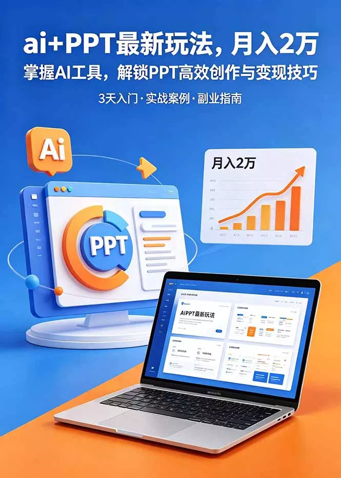 ai+PPT最新玩法，月入2万掌握AI工具，解锁PPT高效创作与变现技巧3天入门，实战案例·副业指南-泡泡网赚