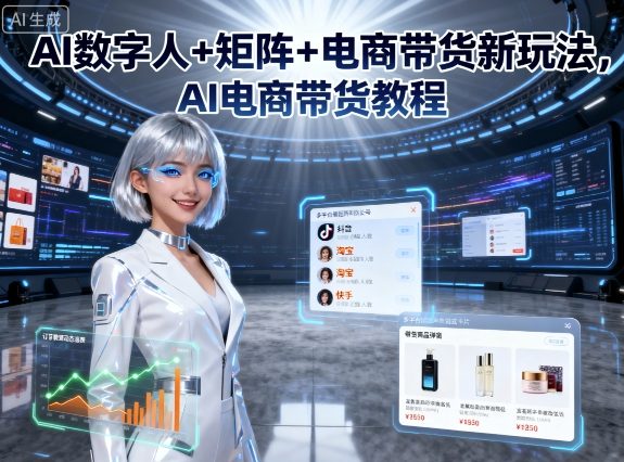 AI数字人+矩阵+电商带货新玩法，AI电商带货教程-泡泡网赚
