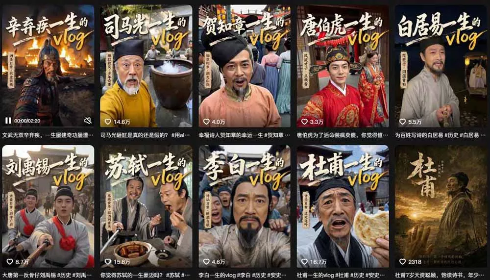 历史人物，诗人一生Vlog教学， AI制作丨伙伴计划丨精选收益丨商单收徒 ，新领域红利期，抓紧做-泡泡网赚