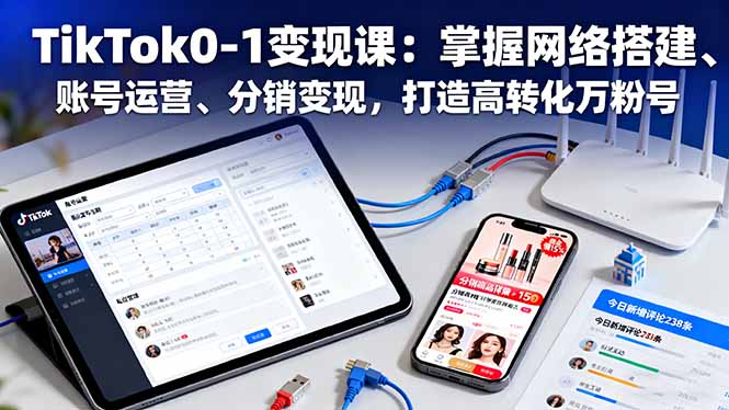 TikTok0-1变现课：掌握网络搭建、账号运营、分销变现，打造高转化万粉号-泡泡网赚