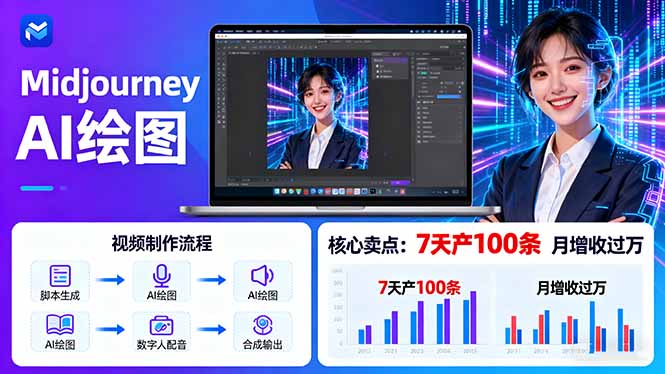 AI绘图照片开口说话视频制作：Midjourney+数字人，7天产100条月增收过万-泡泡网赚