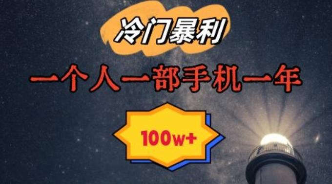 暴利冷门赛道，一单268，一个人一部手机一年100w【揭秘】-泡泡网赚