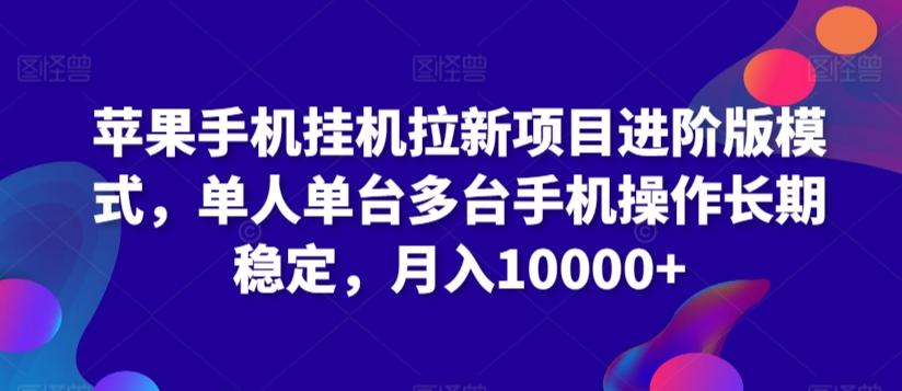 苹果手机挂机拉新项目进阶版模式，单人单台多台手机操作长期稳定，月入10000+【揭秘】-泡泡网赚