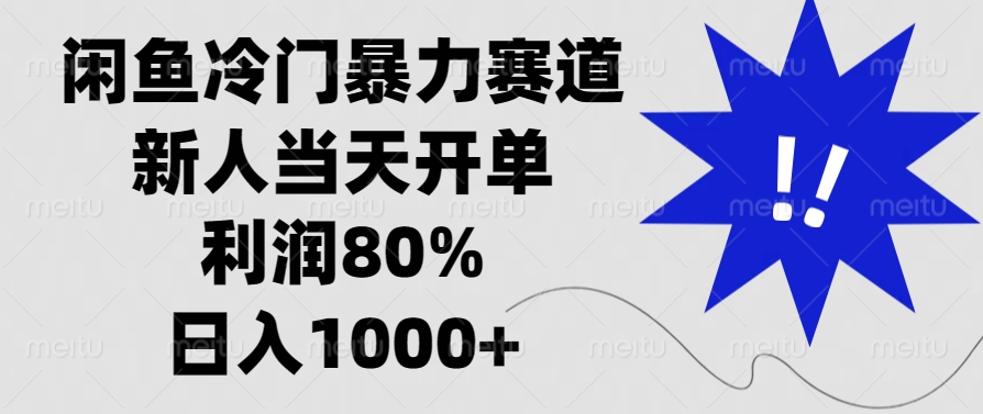 闲鱼冷门暴力赛道，新人当天开单，利润80%，日入1000+-泡泡网赚