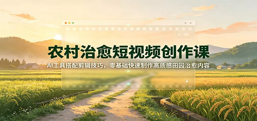 农村治愈短视频创作课：AI工具搭配剪辑技巧，零基础快速制作高质感田园治愈内容-泡泡网赚