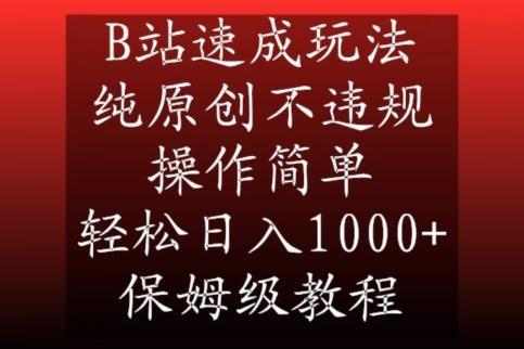 B站速成玩法，纯原创不违规，操作简单，轻松日入1000+，保姆级教程【揭秘】-泡泡网赚