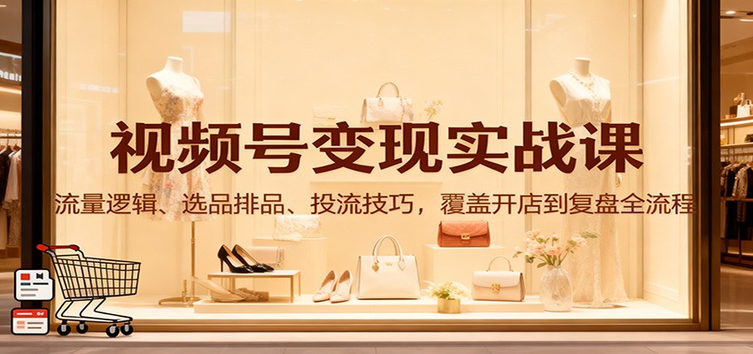 视频号变现实战课：流量逻辑、选品排品、投流技巧，覆盖开店到复盘全流程-泡泡网赚