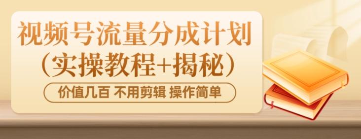 价值几百上千不用剪辑简单操作视频号流量分成计划（实操教程+揭秘）-泡泡网赚
