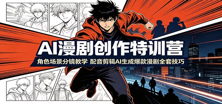 AI漫剧创作特训营：角色场景分镜教学，配音剪辑AI生成爆款漫剧全套技巧-泡泡网赚