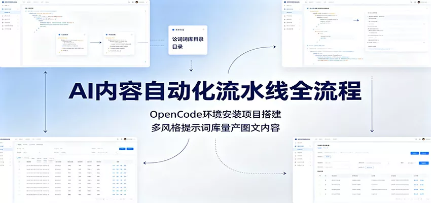 AI内容自动化流水线全流程：OpenCode环境安装项目搭建，多风格提示词库量产图文内容-泡泡网赚