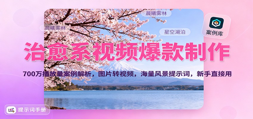 治愈系视频爆款制作，700万播放量案例解析，图片转视频，海量风景提示词，新手直接用-泡泡网赚