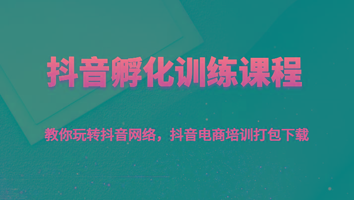 抖音孵化训练课程-教你玩转抖音网络，抖音电商培训打包下载-泡泡网赚