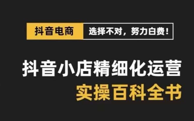 抖音小店精细化运营百科全书，保姆级运营实操讲解-泡泡网赚