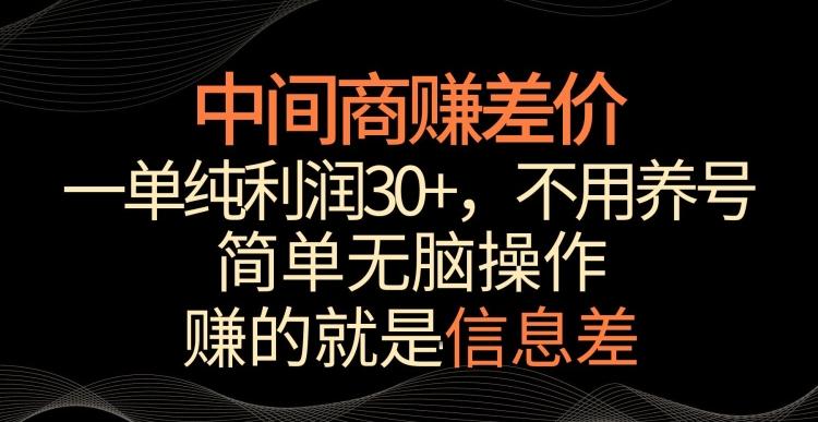 中间商赚差价，一单纯利润30+，简单无脑操作，赚的就是信息差，轻轻松松日入1000+【揭秘】-泡泡网赚