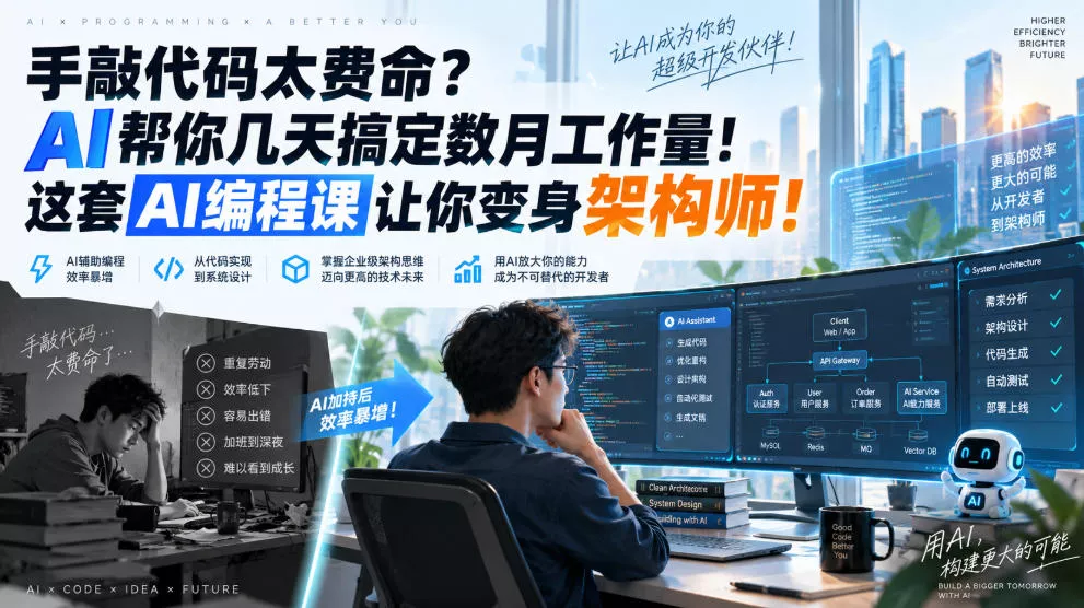 手敲代码太费命？AI帮你几天搞定数月工作量！这套AI编程课让你变身架构师！【原创双语字幕】-泡泡网赚