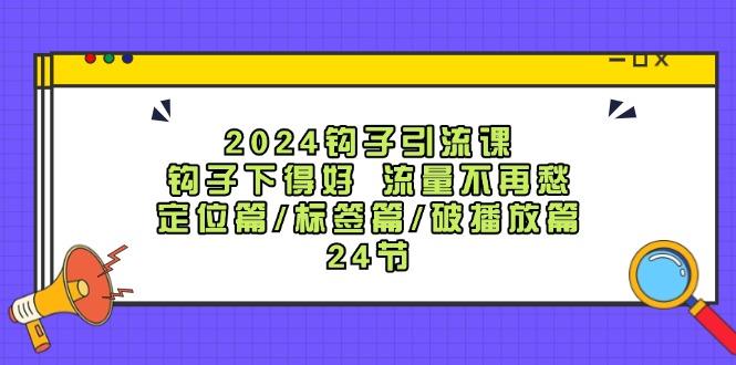 2024钩子引流课：钩子下得好流量不再愁，定位篇/标签篇/破播放篇/24节-泡泡网赚